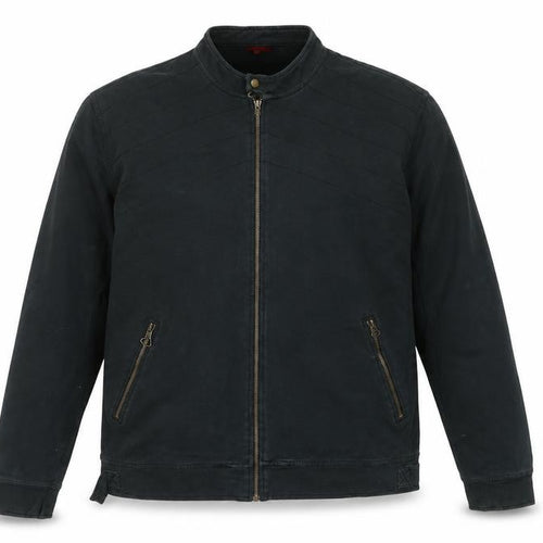 Debenhams Mens Black Cotton Biker Jacket L 44in Stand Collar