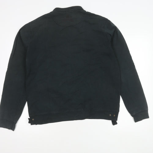 Debenhams Mens Black Cotton Biker Jacket L 44in Stand Collar