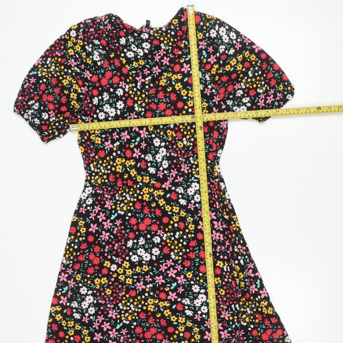 Next Women’s Multicoloured Floral A-Line Dress UK 10 Short Sleeve Knee Length