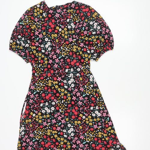 Next Women’s Multicoloured Floral A-Line Dress UK 10 Short Sleeve Knee Length