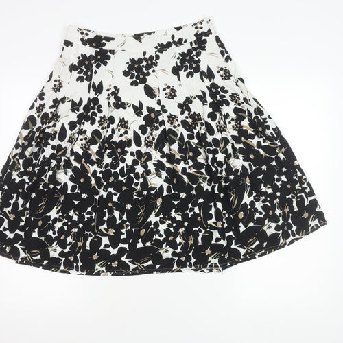 Maine New England Women’s Black White Floral A-Line Skirt Size 10