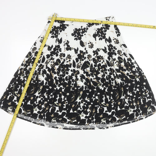 Maine New England Women’s Black White Floral A-Line Skirt Size 10
