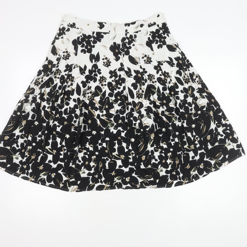Maine New England Women’s Black White Floral A-Line Skirt Size 10