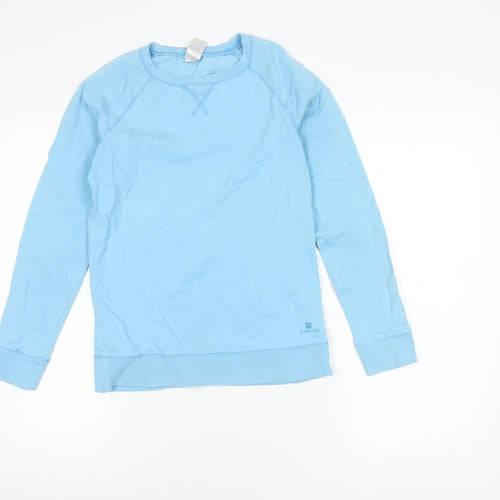 Domyos Boys Blue XS Pullover Sweatshirt Cotton Blend Long Sleeve