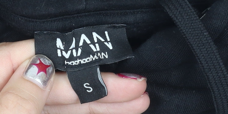 BoohooMAN Men’s Black Pullover Hoodie S Logo Gym Activewear