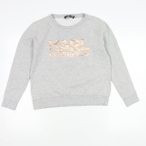 Karl Lagerfeld Women Grey XS Pullover Sweatshirt Logo Cotton