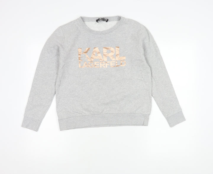 Karl Lagerfeld Women Grey XS Pullover Sweatshirt Logo Cotton