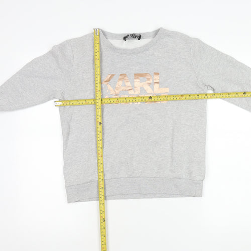 Karl Lagerfeld Women Grey XS Pullover Sweatshirt Logo Cotton