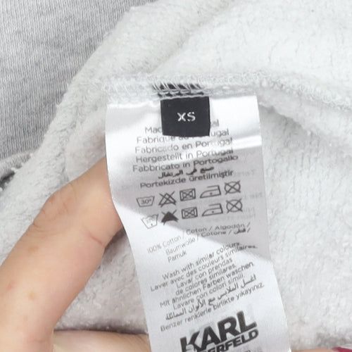 Karl Lagerfeld Women Grey XS Pullover Sweatshirt Logo Cotton