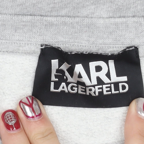 Karl Lagerfeld Women Grey XS Pullover Sweatshirt Logo Cotton