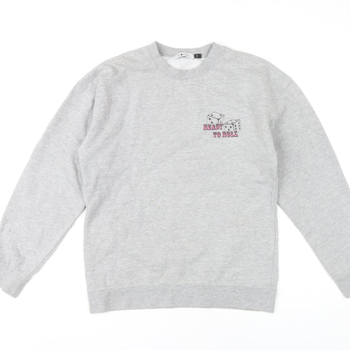 Spotted Womens Grey Small Pullover Sweatshirt Ready to Roll Graphic