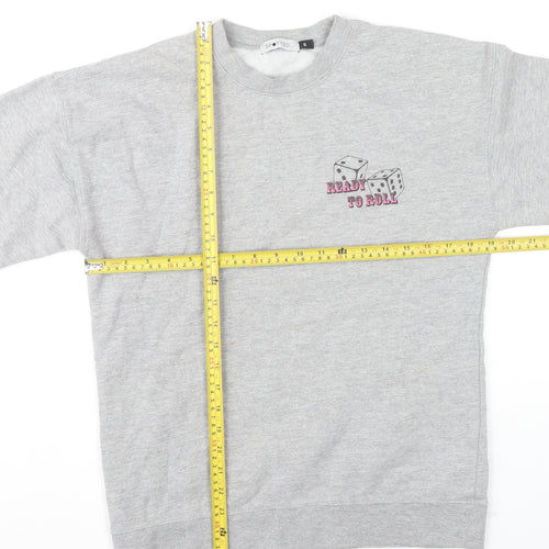 Spotted Womens Grey Small Pullover Sweatshirt Ready to Roll Graphic