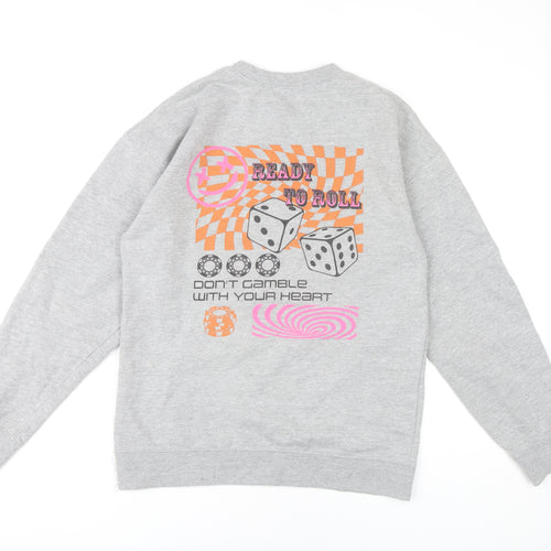 Spotted Womens Grey Small Pullover Sweatshirt Ready to Roll Graphic