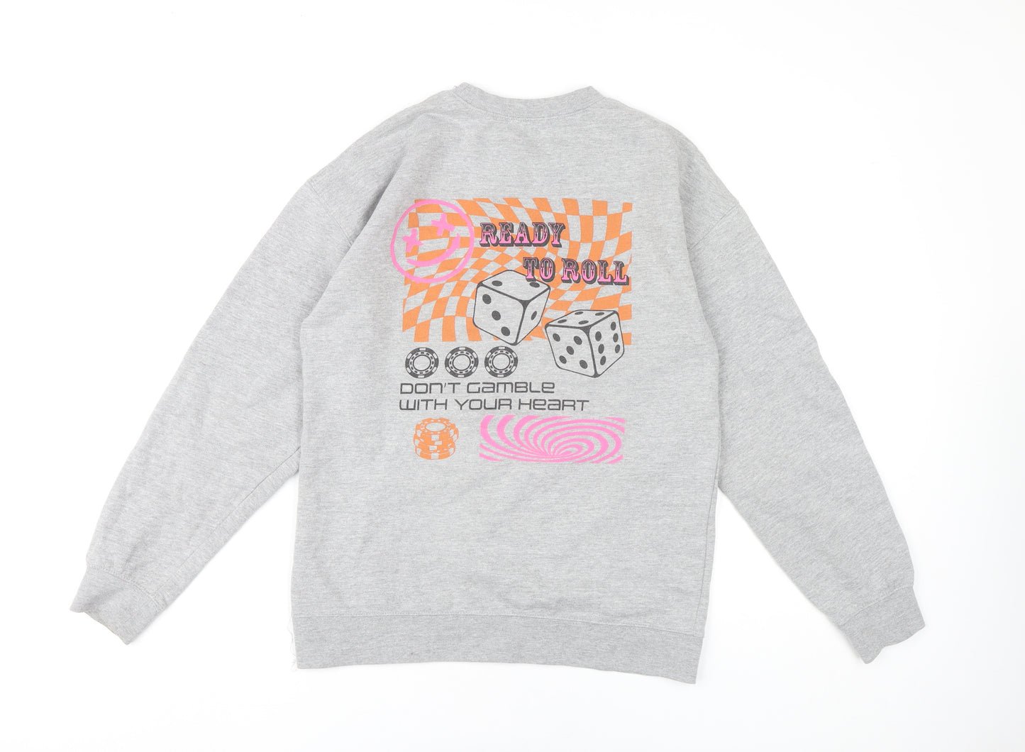 Spotted Womens Grey Small Pullover Sweatshirt Ready to Roll Graphic