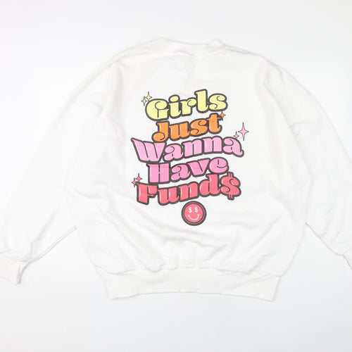 Skinnydip London Womens White Small Pullover Sweatshirt Graphic Print