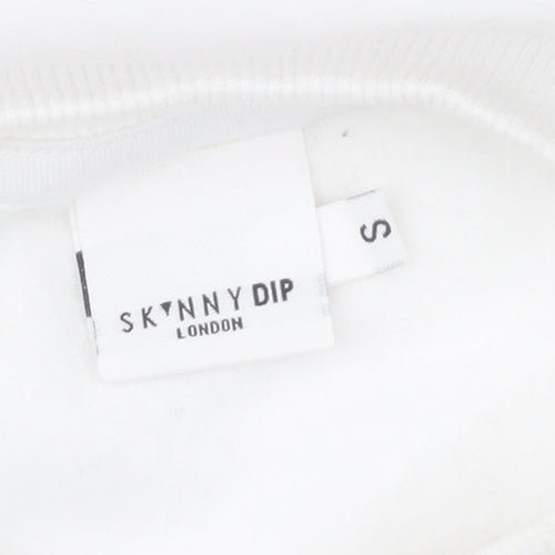 Skinnydip London Womens White Small Pullover Sweatshirt Graphic Print