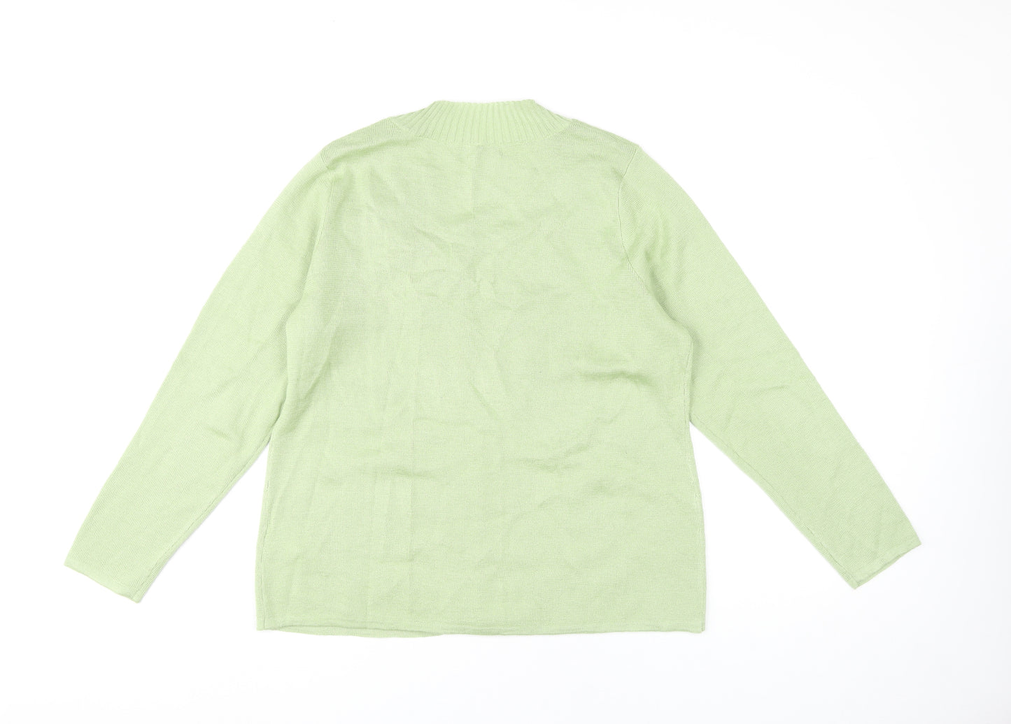 Damart Women's Green Cardigan Size 18 Long Sleeve Floral Embroidered Knit