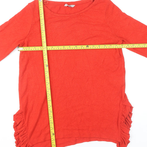 Next Womens Red Round Neck Ruffle Pullover Jumper Size 12