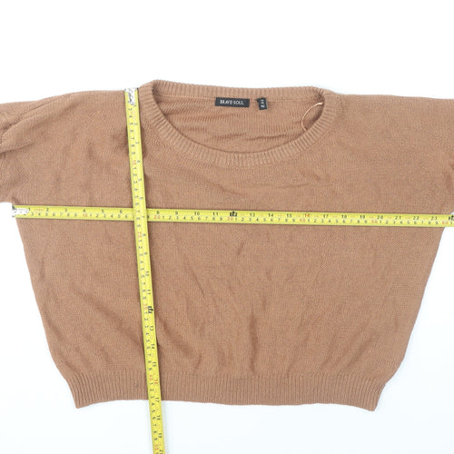 Brave Soul Womens Brown Crew Neck Pullover Jumper Size 14