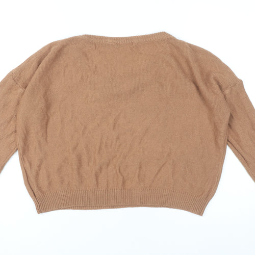 Brave Soul Womens Brown Crew Neck Pullover Jumper Size 14