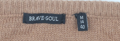 Brave Soul Womens Brown Crew Neck Pullover Jumper Size 14