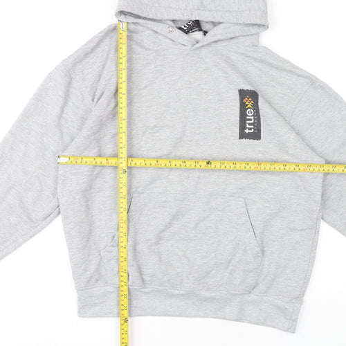 True Student Mens Grey Pullover Hoodie M Regular Fit Graphic Print