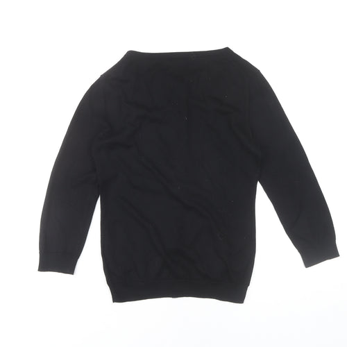 H&M Womens XS Black Grey Button Up Cardigan 3/4 Sleeve Knitwear