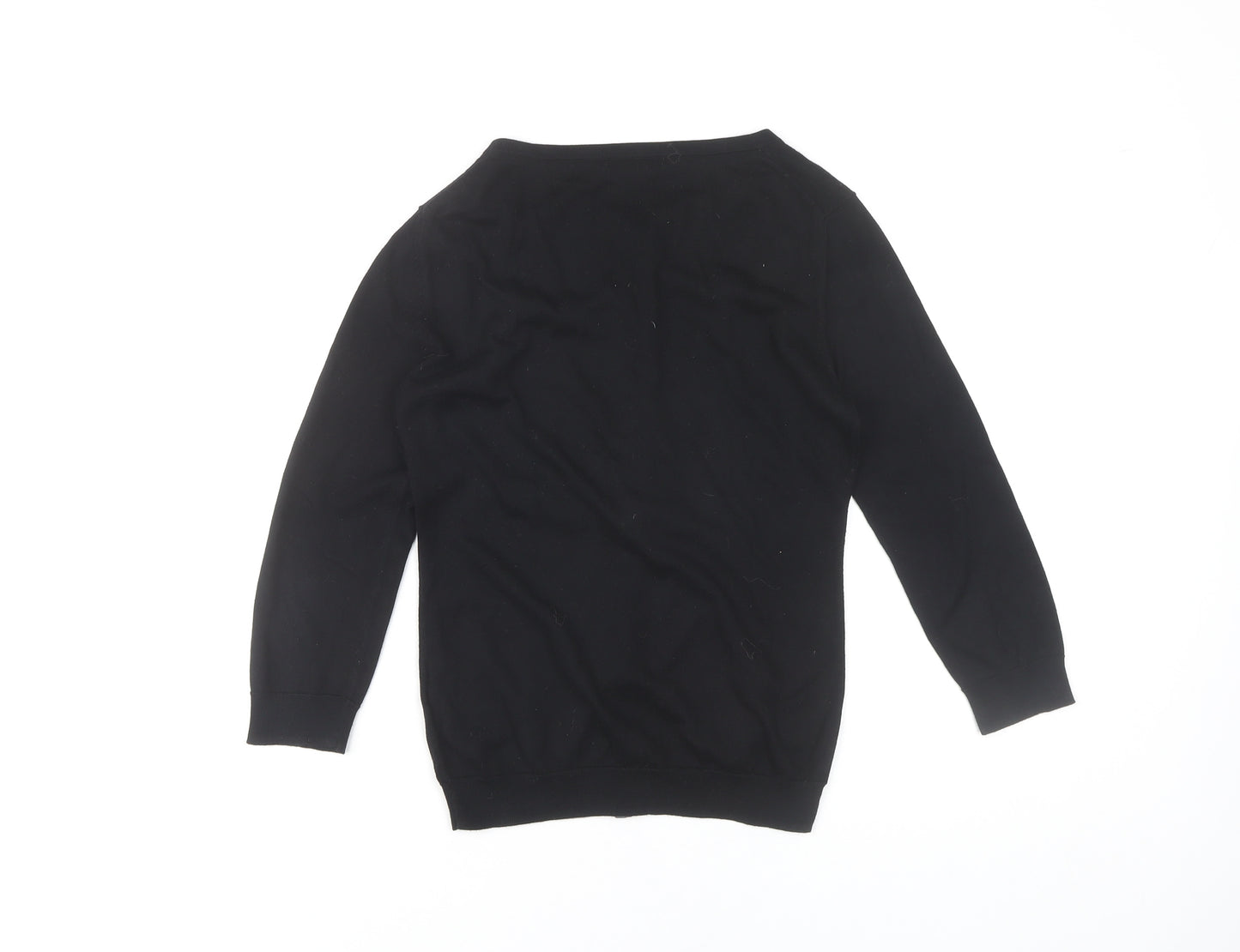 H&M Womens XS Black Grey Button Up Cardigan 3/4 Sleeve Knitwear