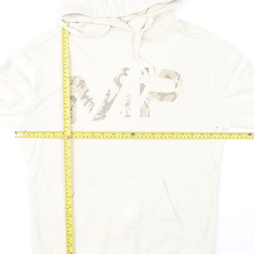 MP Men’s Beige Pullover Hoodie Size M Hooded Graphic Cotton Sweatshirt