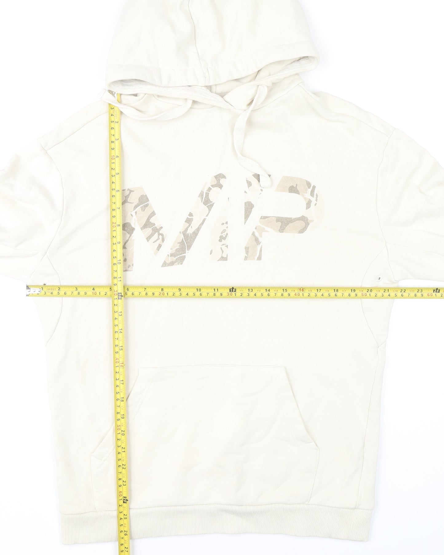 MP Men’s Beige Pullover Hoodie Size M Hooded Graphic Cotton Sweatshirt