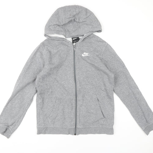 Nike Boys Grey Full Zip Hoodie XL (158-170cm) Cotton Blend Sportswear