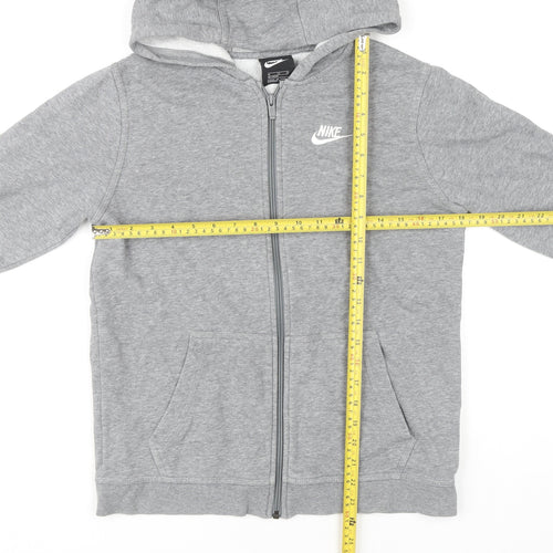 Nike Boys Grey Full Zip Hoodie XL (158-170cm) Cotton Blend Sportswear