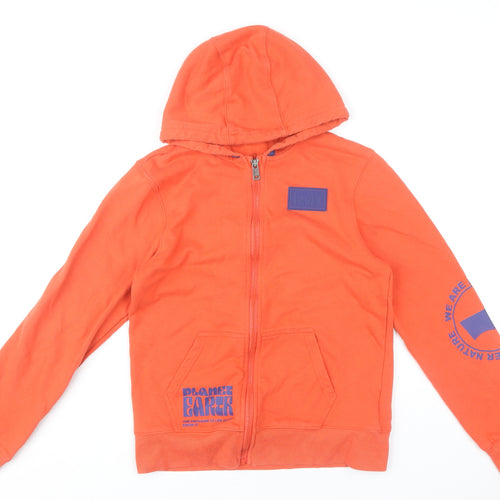 Levi's Boys Orange Full Zip Hoodie Size 14 Years 164cm Graphic Print
