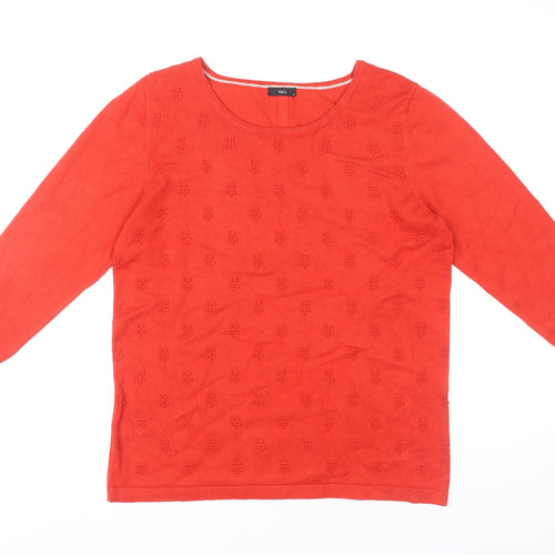 M&Co Women’s Red Size 16 Scoop Neck 3/4 Sleeve Knit Jumper