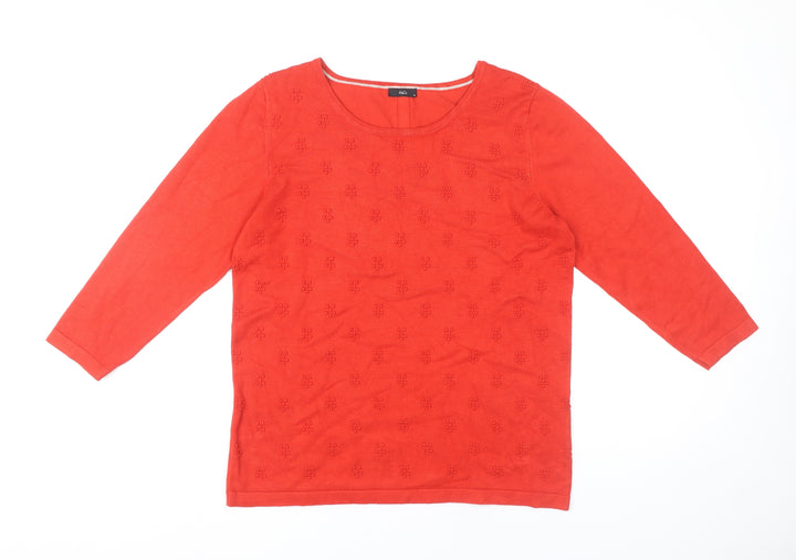 M&Co Women’s Red Size 16 Scoop Neck 3/4 Sleeve Knit Jumper