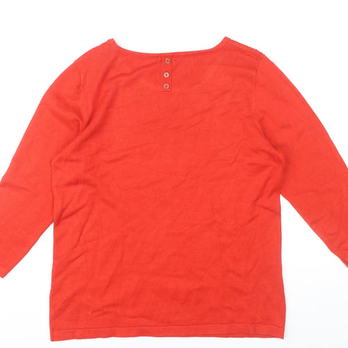 M&Co Women’s Red Size 16 Scoop Neck 3/4 Sleeve Knit Jumper