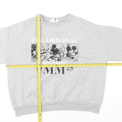 Disney Womens Grey Mickey Mouse Pullover Sweatshirt L 14/16