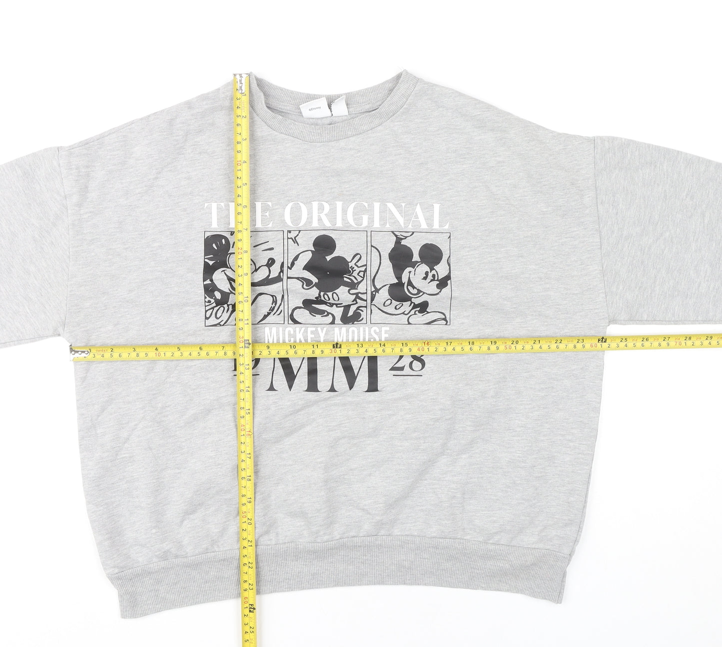 Disney Womens Grey Mickey Mouse Pullover Sweatshirt L 14/16