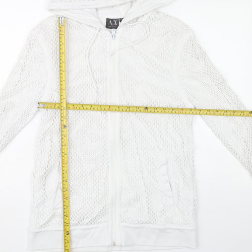 Armani Exchange Women’s White Cotton Full Zip Hoodie Size L