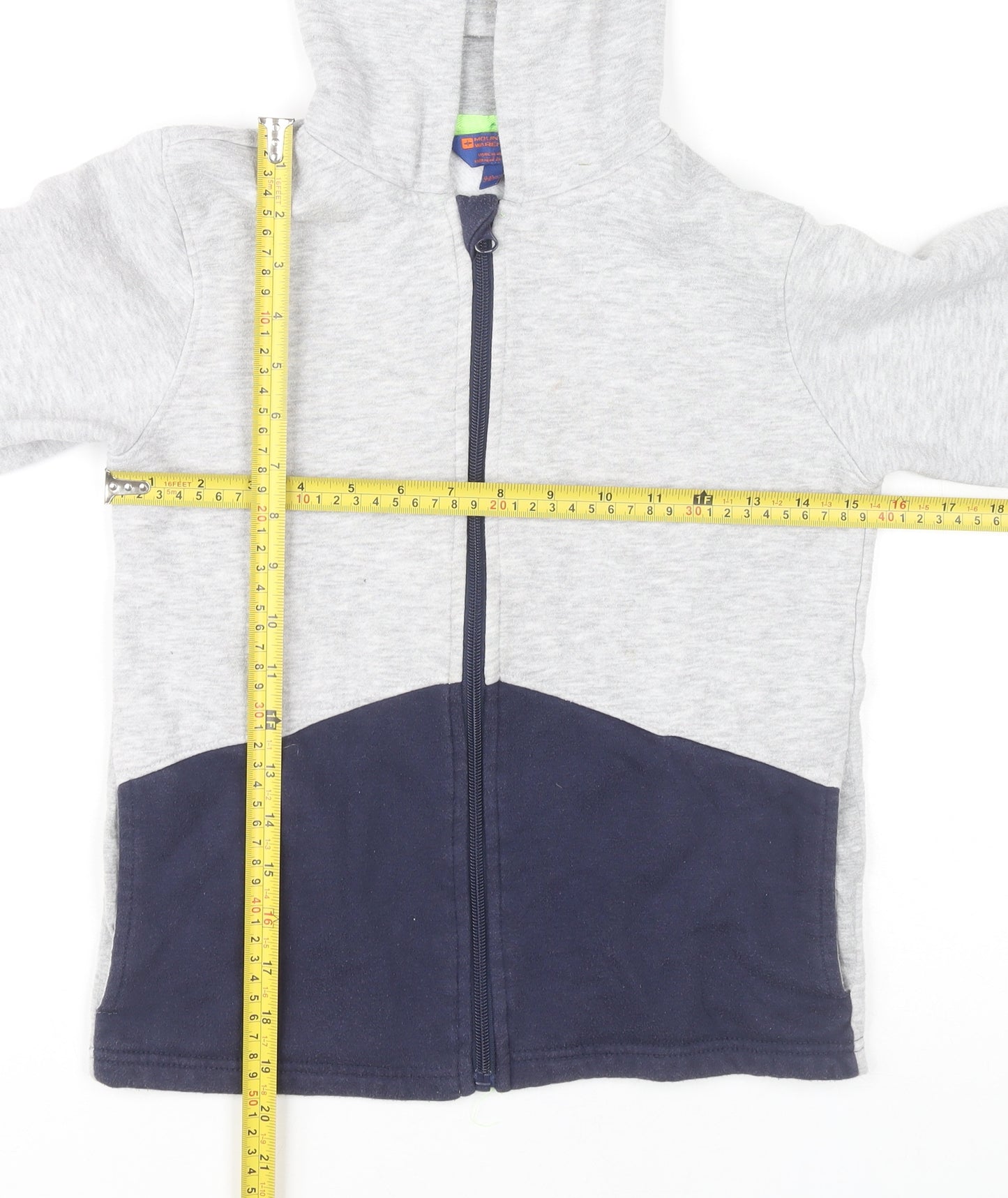 Mountain Warehouse Boys Grey Blue Full Zip Hoodie 9-10 Years Cotton Blend
