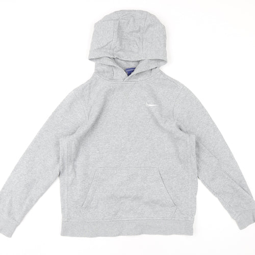 Nike Boys Grey Pullover Hoodie 12-13 Years Regular Fit Logo Sportswear