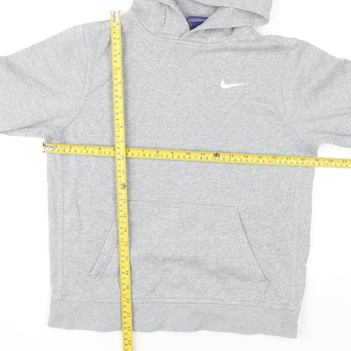 Nike Boys Grey Pullover Hoodie 12-13 Years Regular Fit Logo Sportswear