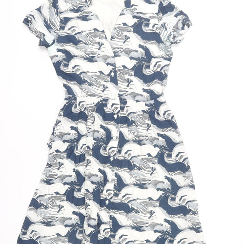 Great Plains Women’s Blue White Animal Print Shirt Dress Size S