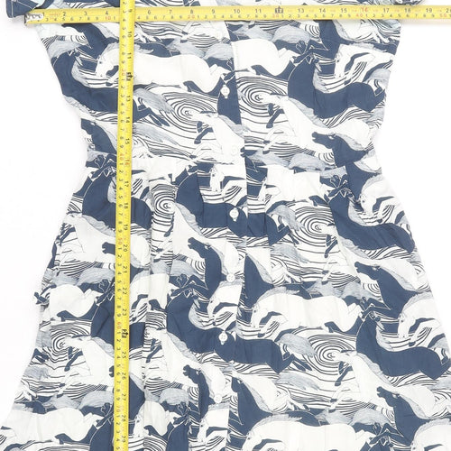 Great Plains Women’s Blue White Animal Print Shirt Dress Size S