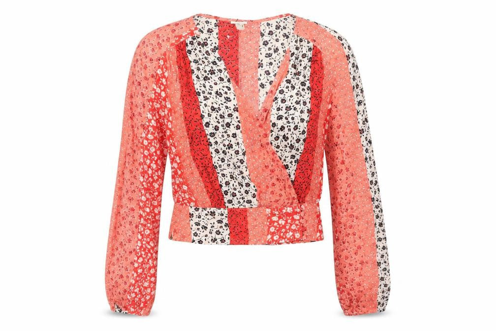 H&M Womens Multicoloured Floral Wrap Blouse UK 6 Long Sleeve Viscose