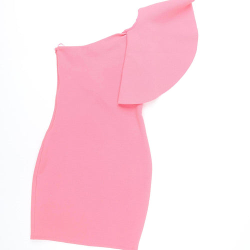 Miss Selfridge Women’s Pink One Shoulder Bodycon Dress Size 8