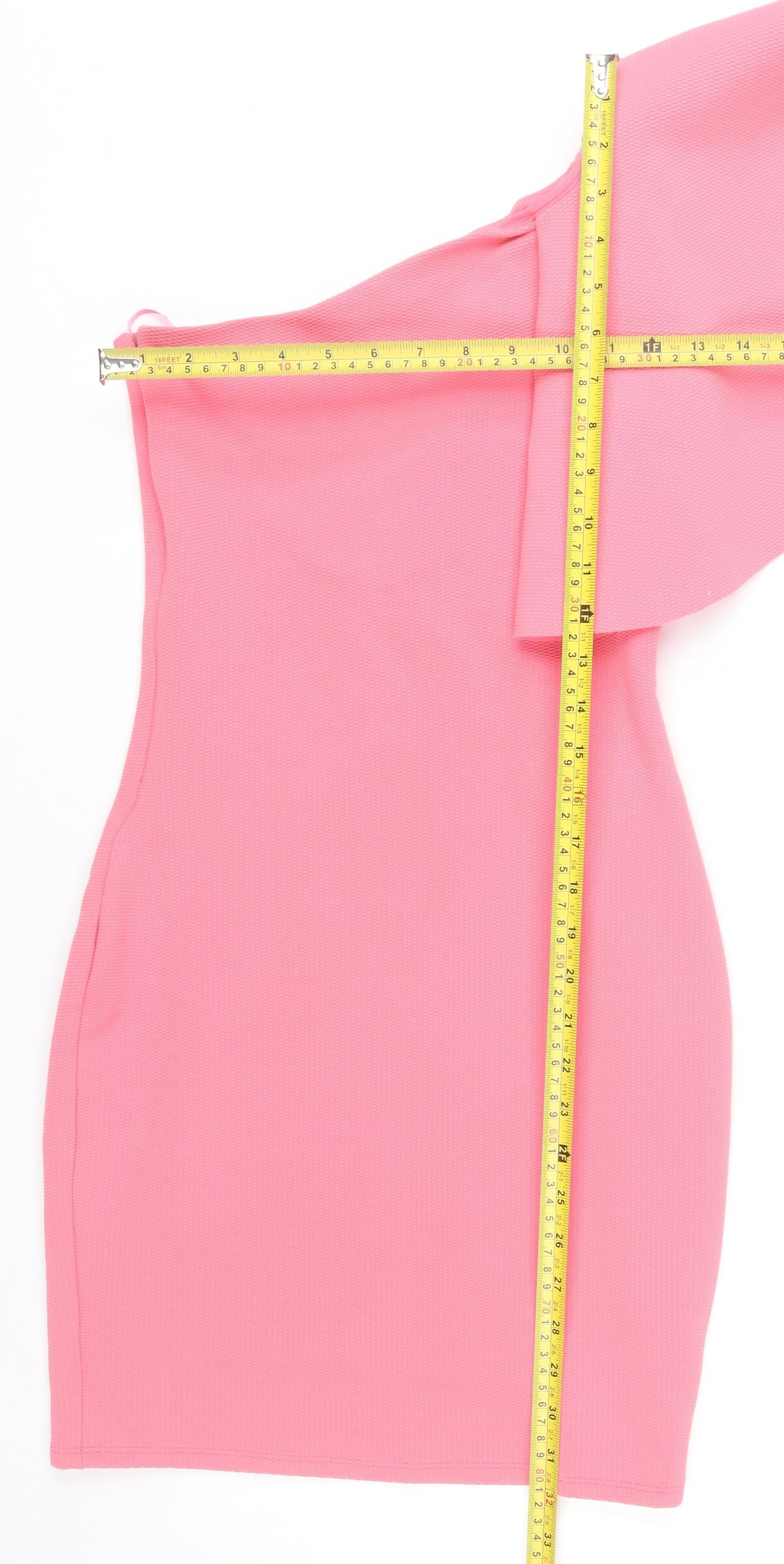 Miss Selfridge Women’s Pink One Shoulder Bodycon Dress Size 8