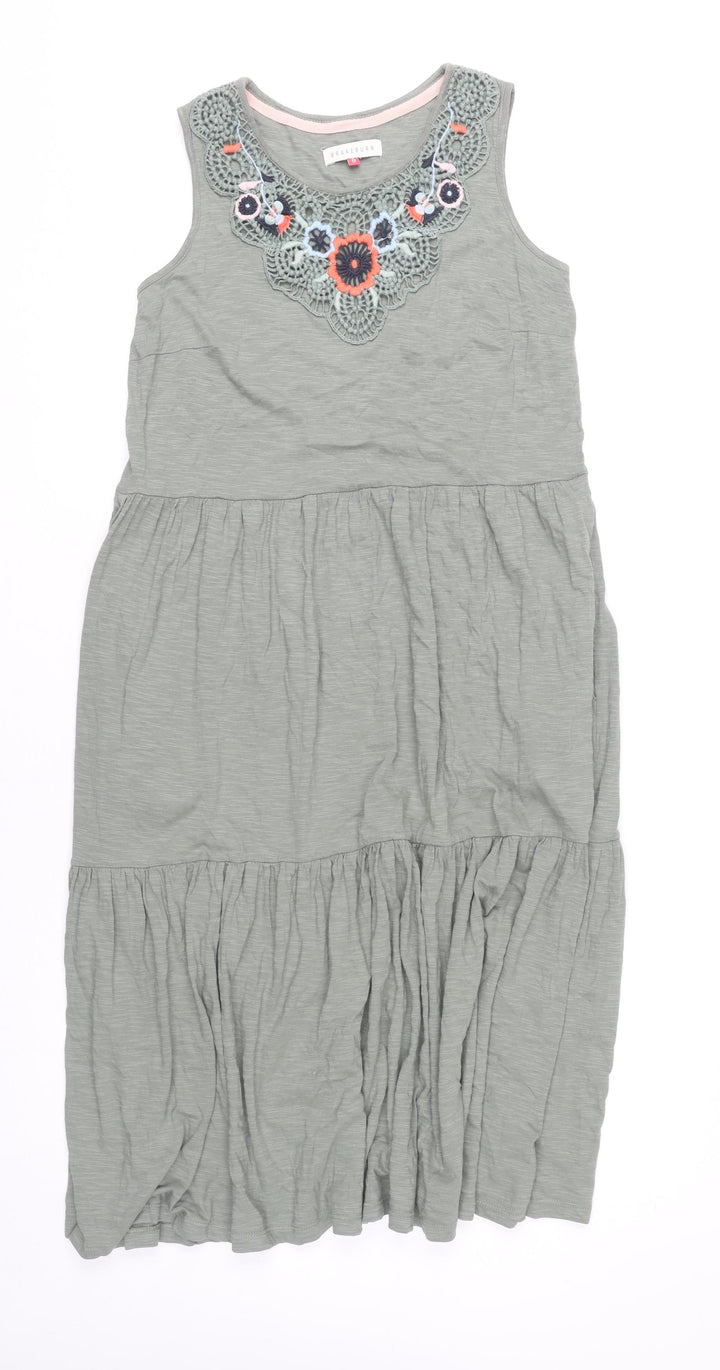 Brakeburn Womens Green Size 8 A-Line Midi Sleeveless Dress
