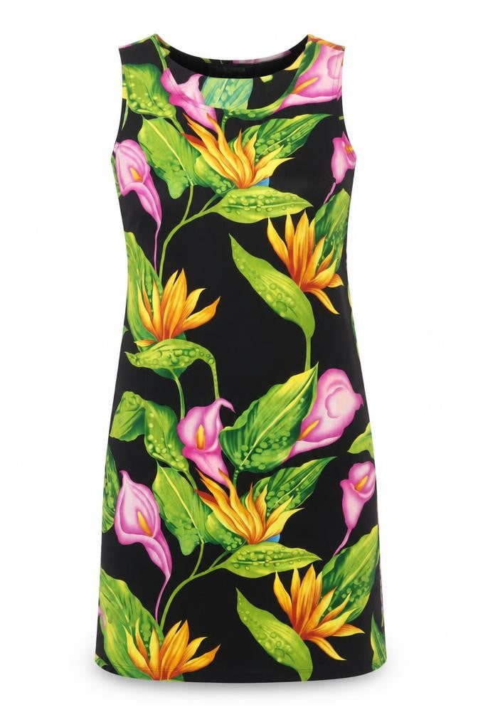Front view of Sag Harbor women’s multicoloured, size UK 8, tropical floral shift dress