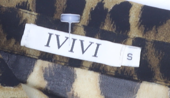 IVIVI Womens Leopard Print Button-Up Sheer Blouse Shirt S